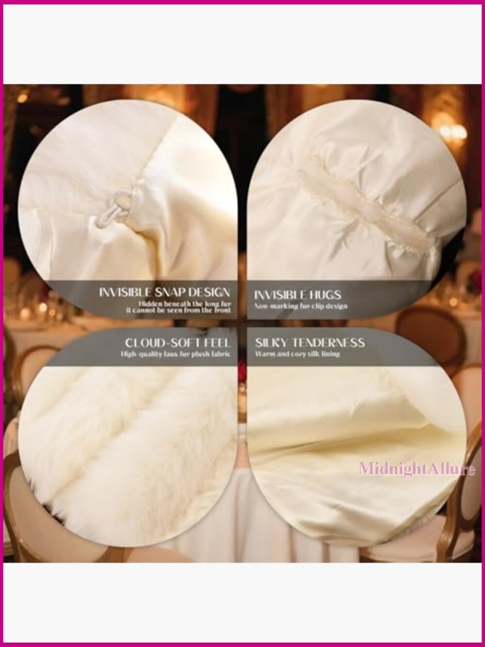 Long Faux Fur Shawl Scarf Winter Warm Bridal Wedding Party Festive - Picture 4 of 7